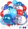 Red White and Blue Balloons, 60pcs 12 Inch Metallic and Confetti Balloons